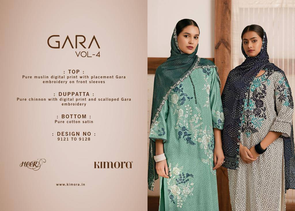 Gara Vol-4 By Kimora Fashion 9121 To 9128 Series Beautiful Festive Suits Colorful Stylish Fancy Casual Wear & Ethnic Wear Pure Muslin Digital Print Dresses At Wholesale Price