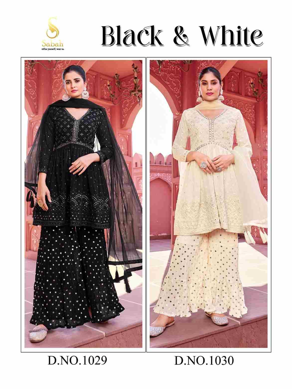 Black And White By Sabah 1029 To 1030 Series Designer Pakistani Suits Beautiful Stylish Fancy Colorful Party Wear & Occasional Wear Faux Georgette Dresses At Wholesale Price