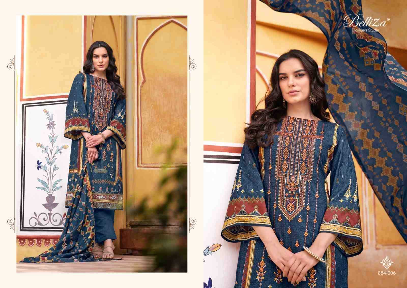 Bin Saeed Vol-3 By Belliza 884-001 To 884-008 Series Beautiful Stylish Festive Suits Fancy Colorful Casual Wear & Ethnic Wear & Ready To Wear Pure Cotton Digital Print Dresses At Wholesale Price