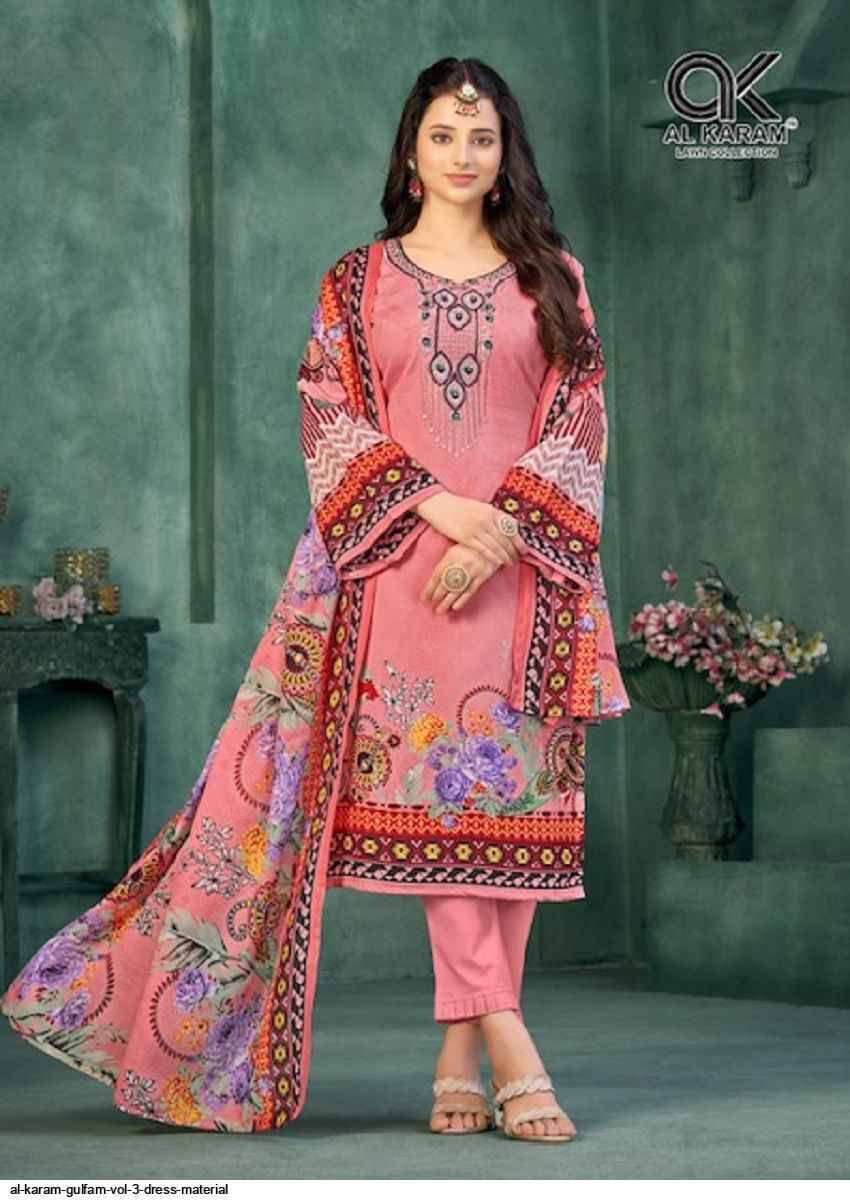Gulfam Vol-3 By Al Karam Lawn Collection 3001 To 3006 Series Beautiful Festive Suits Colorful Stylish Fancy Casual Wear & Ethnic Wear Pure Cotton With Embroidered Dresses At Wholesale Price