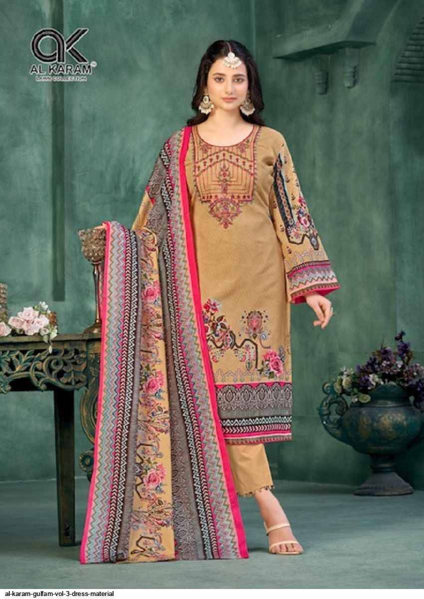 Gulfam Vol-3 By Al Karam Lawn Collection 3001 To 3006 Series Beautiful Festive Suits Colorful Stylish Fancy Casual Wear & Ethnic Wear Pure Cotton With Embroidered Dresses At Wholesale Price