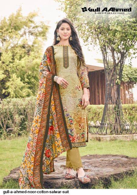 Noor By Gull Aahmed 1001 To 1008 Series Beautiful Festive Suits Colorful Stylish Fancy Casual Wear & Ethnic Wear Pure Cotton With Embroidered Dresses At Wholesale Price