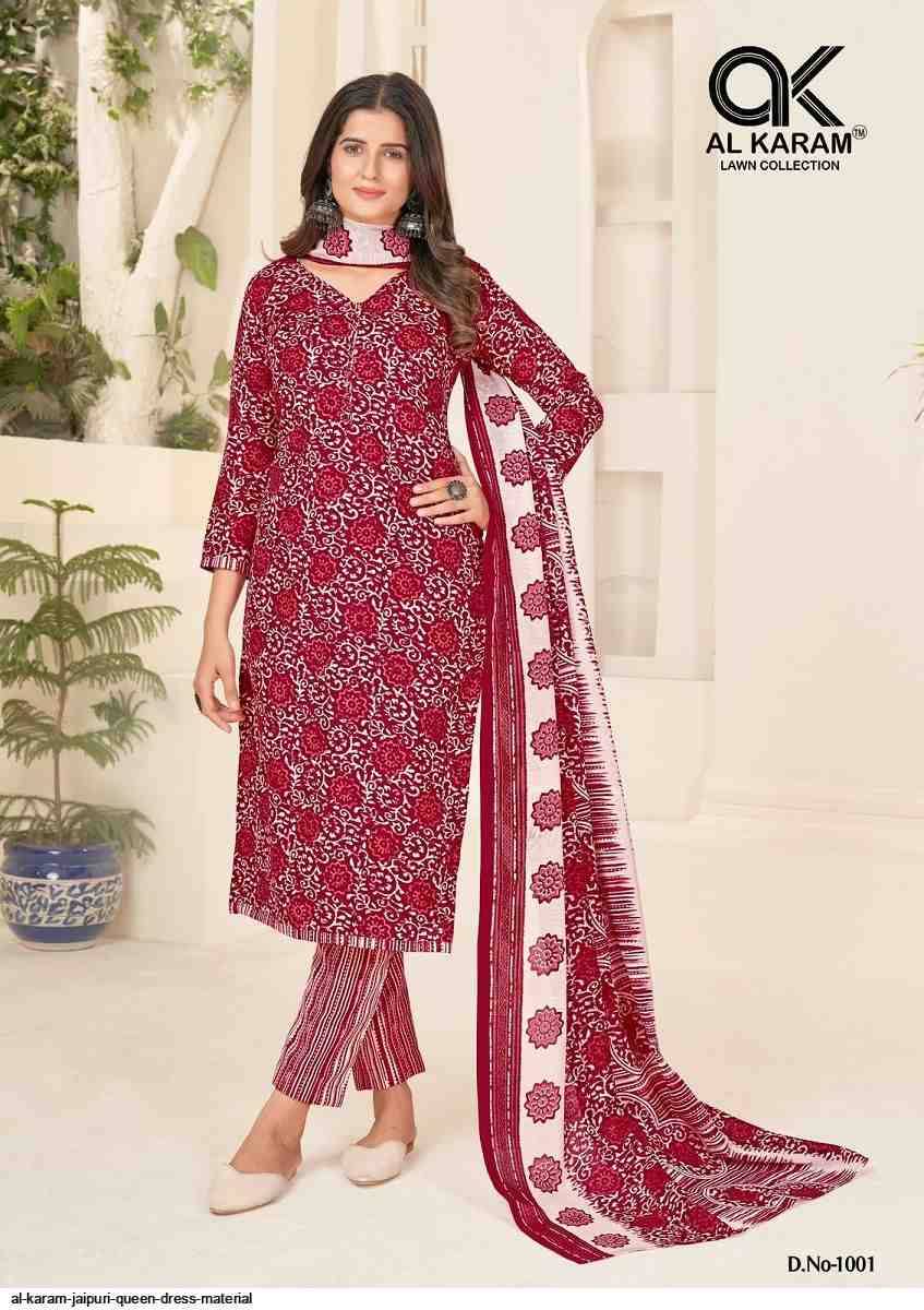 Jaipuri Queen By Al Karam Lawn Collection 1001 To 1010 Series Beautiful Festive Suits Stylish Fancy Colorful Casual Wear & Ethnic Wear Soft Cotton Digital Print Dresses At Wholesale Price