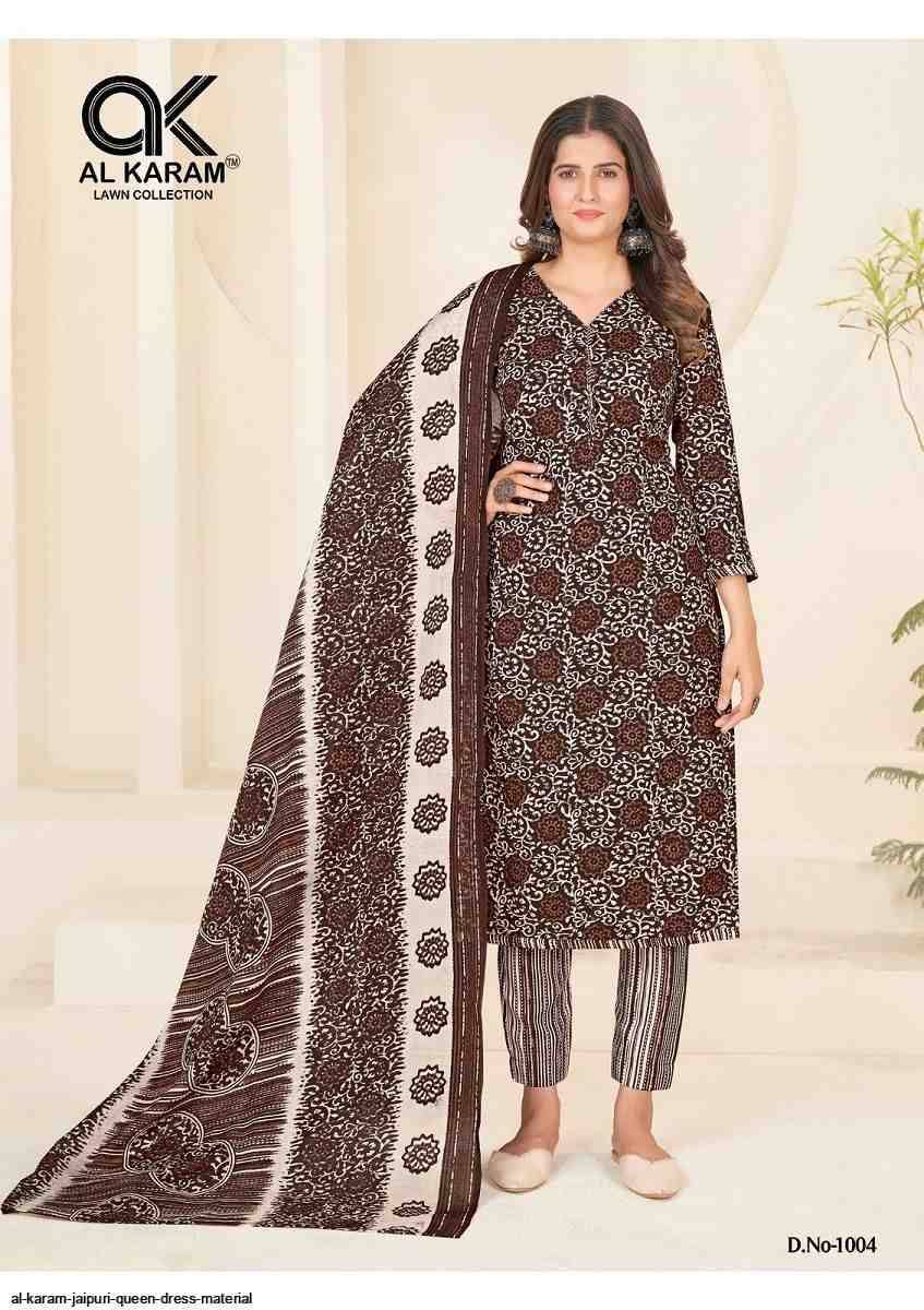 Jaipuri Queen By Al Karam Lawn Collection 1001 To 1010 Series Beautiful Festive Suits Stylish Fancy Colorful Casual Wear & Ethnic Wear Soft Cotton Digital Print Dresses At Wholesale Price