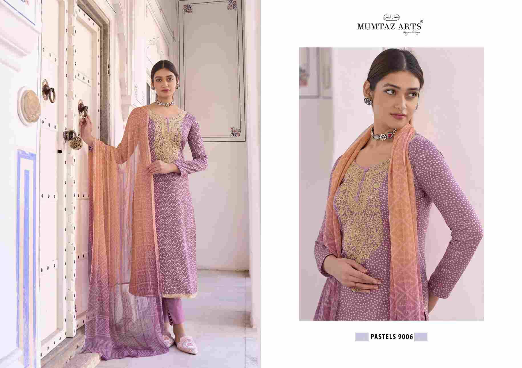 Pastels By Mumtaz Arts 9001 To 9006 Series Beautiful Stylish Festive Suits Fancy Colorful Casual Wear & Ethnic Wear & Ready To Wear Pure Jam Satin Print Dresses At Wholesale Price