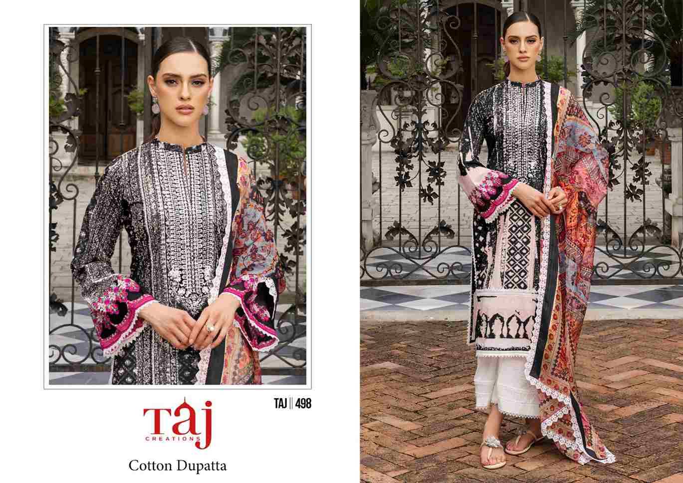 Taj 497 Series By Taj Creation 497 To 498 Series Beautiful Pakistani Suits Colorful Stylish Fancy Casual Wear & Ethnic Wear Pure Cotton With Embroidered Dresses At Wholesale Price