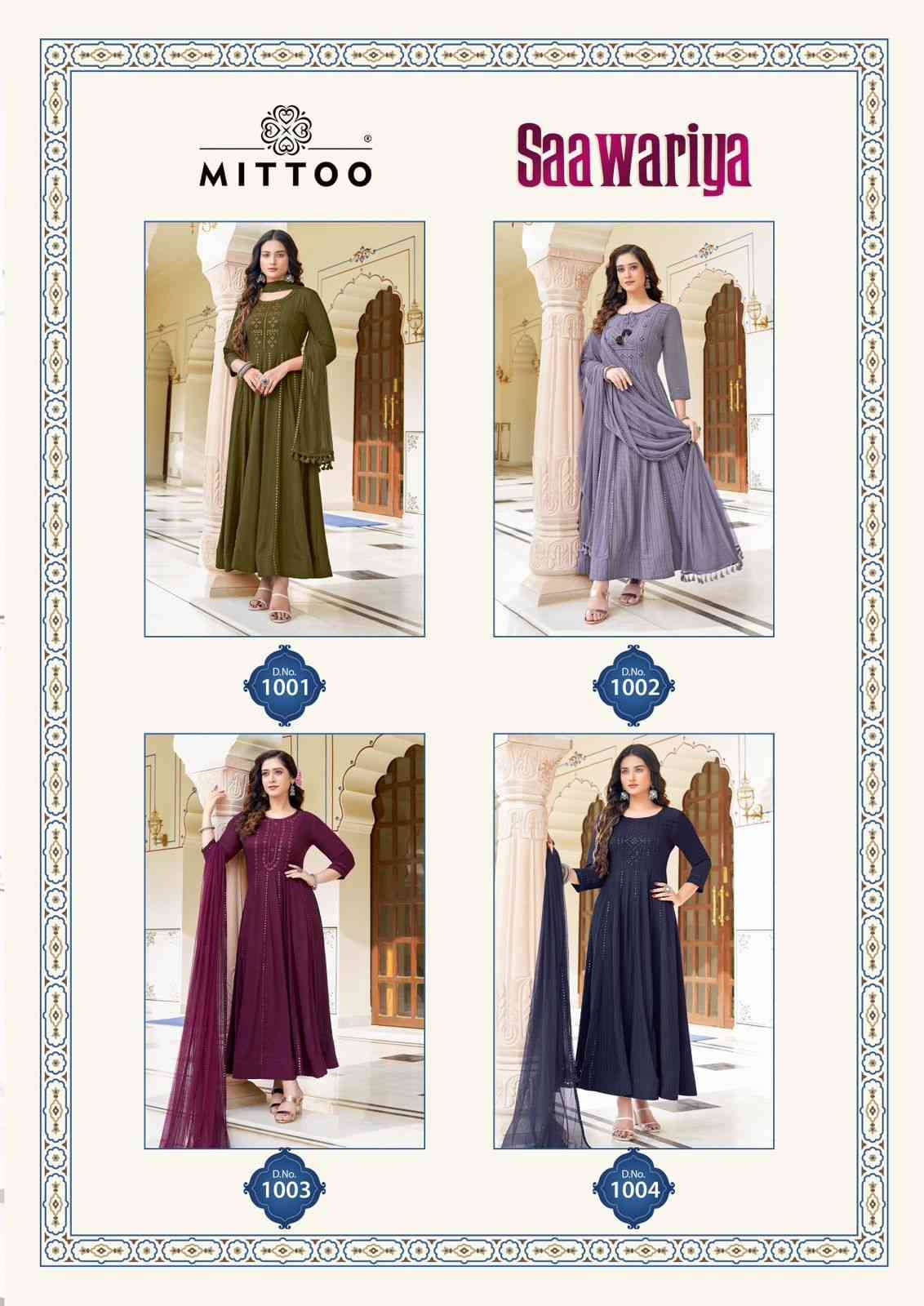 Sawariya By Mittoo 1001 To 1004 Series Beautiful Stylish Fancy Colorful Casual Wear & Ethnic Wear Pure Viscose Gowns With Dupatta At Wholesale Price