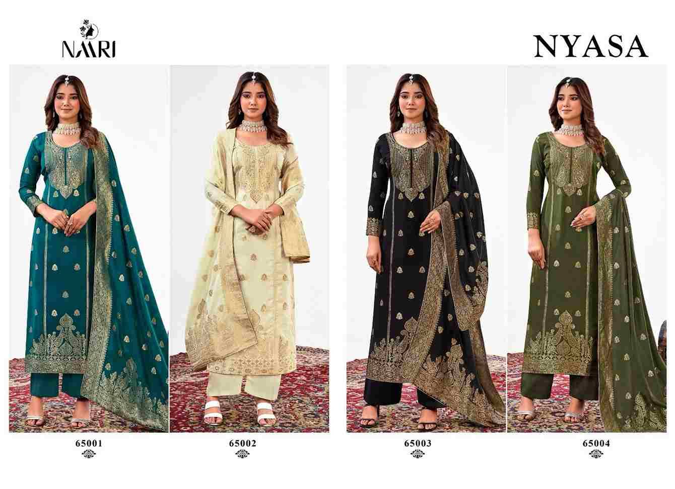Nyasa By Naari 65001 To 65004 Series Beautiful Festive Suits Colorful Stylish Fancy Casual Wear & Ethnic Wear Muslin Jacquard Dresses At Wholesale Price