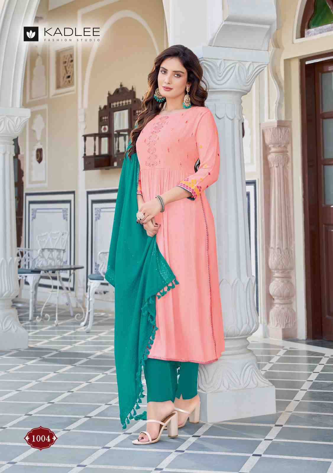 Feeza By Kadlee 1001 To 1004 Series Beautiful Stylish Suits Fancy Colorful Casual Wear & Ethnic Wear & Ready To Wear Rayon Dresses At Wholesale Price