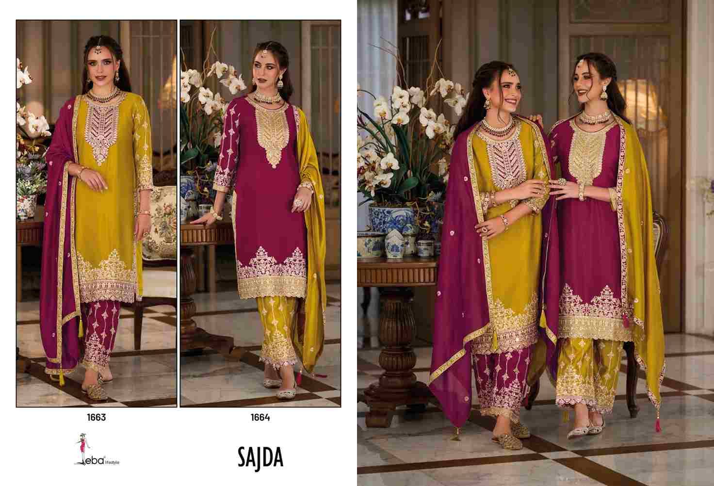 Sajda By Eba Lifestyle 1663 To 1664 Series Beautiful Festive Suits Colorful Stylish Fancy Casual Wear & Ethnic Wear Premium Silk Dresses At Wholesale Price