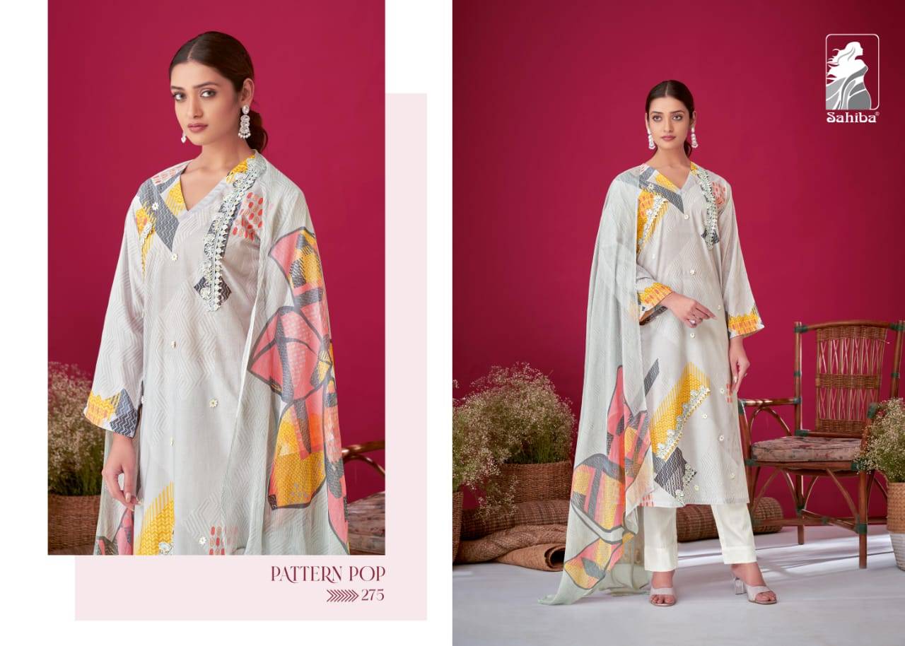 Pattern Pop By Sahiba Fabrics Beautiful Festive Suits Colorful Stylish Fancy Casual Wear & Ethnic Wear Cotton Print Dresses At Wholesale Price