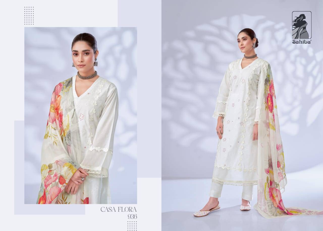 Casa Flora By Sahiba Fabrics Beautiful Festive Suits Colorful Stylish Fancy Casual Wear & Ethnic Wear Cotton Print Dresses At Wholesale Price