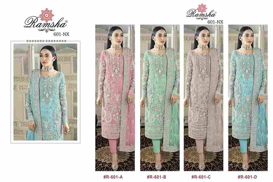 Ramsha 601 Colours By Ramsha 601-A To 601-D Series Beautiful Pakistani Suits Colorful Stylish Fancy Casual Wear & Ethnic Wear Georgette Dresses At Wholesale Price