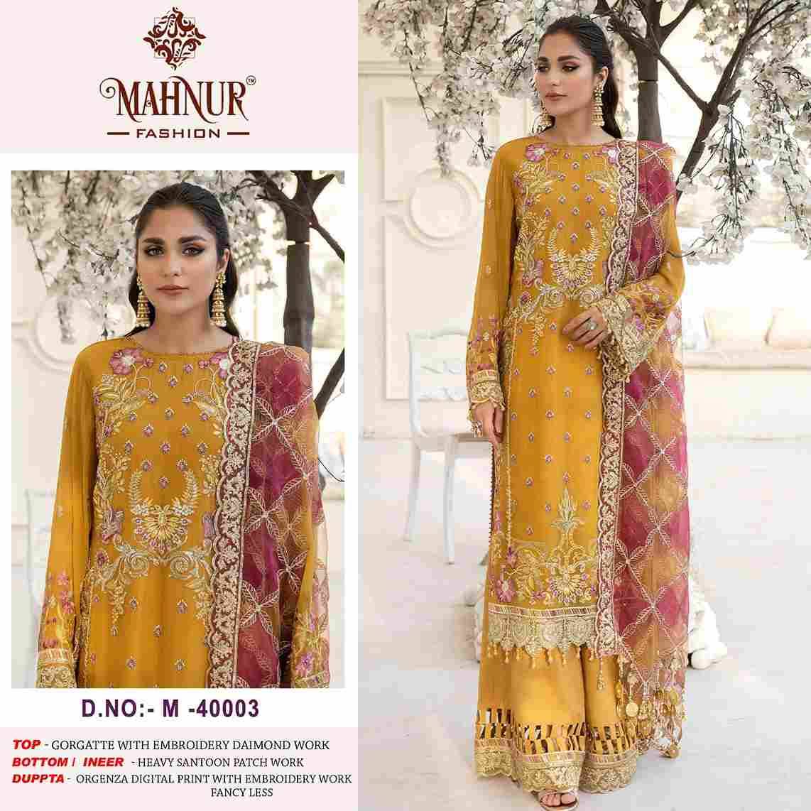 Mahnur Vol-40 By Mahnur Fashion 40001 To 40003 Series Beautiful Pakistani Suits Colorful Stylish Fancy Casual Wear & Ethnic Wear Heavy Georgette Dresses At Wholesale Price