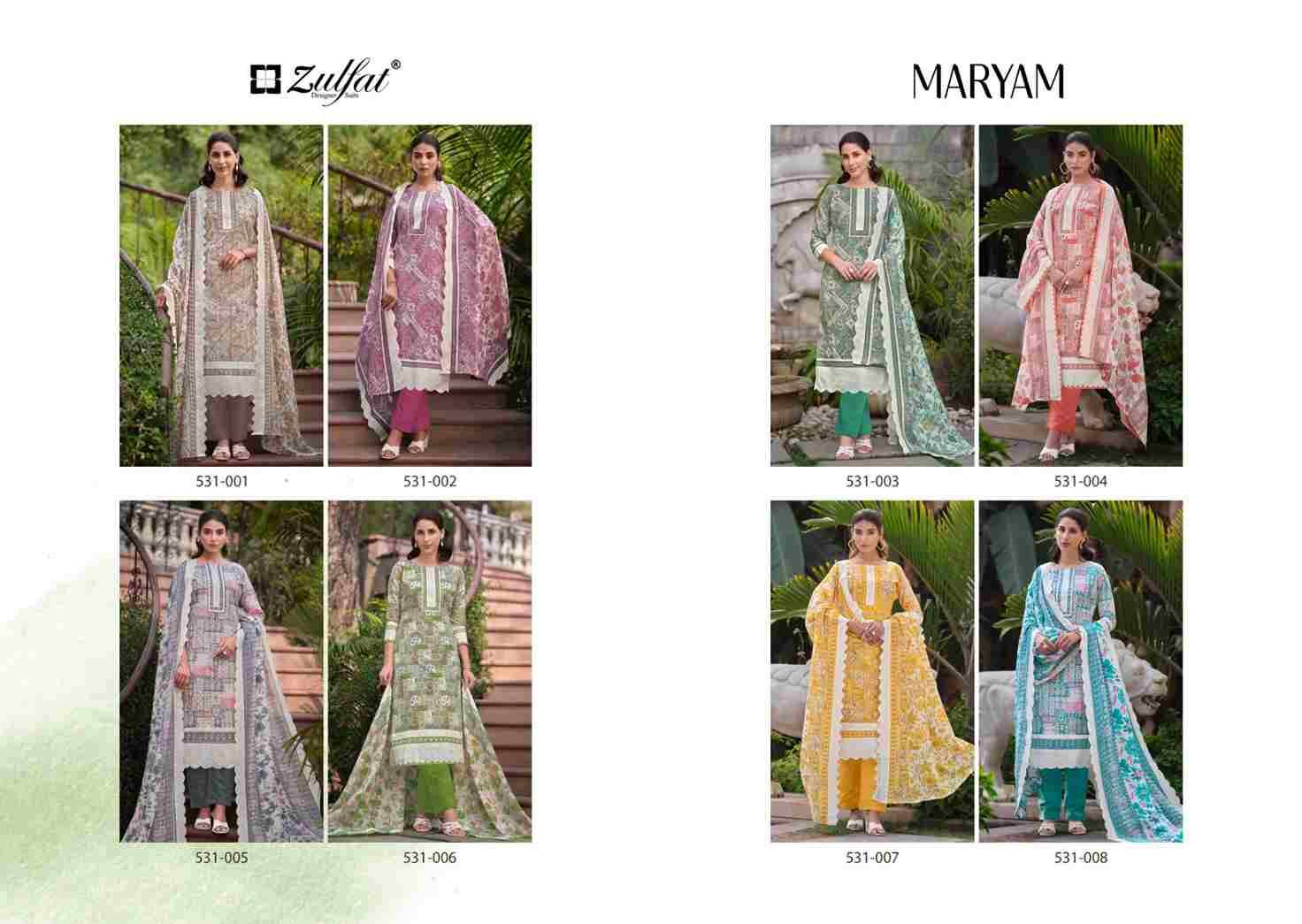 Maryam By Zulfat 531-001 To 531-008 Series Beautiful Festive Suits Stylish Fancy Colorful Casual Wear & Ethnic Wear Pure Cotton Print Dresses At Wholesale Price