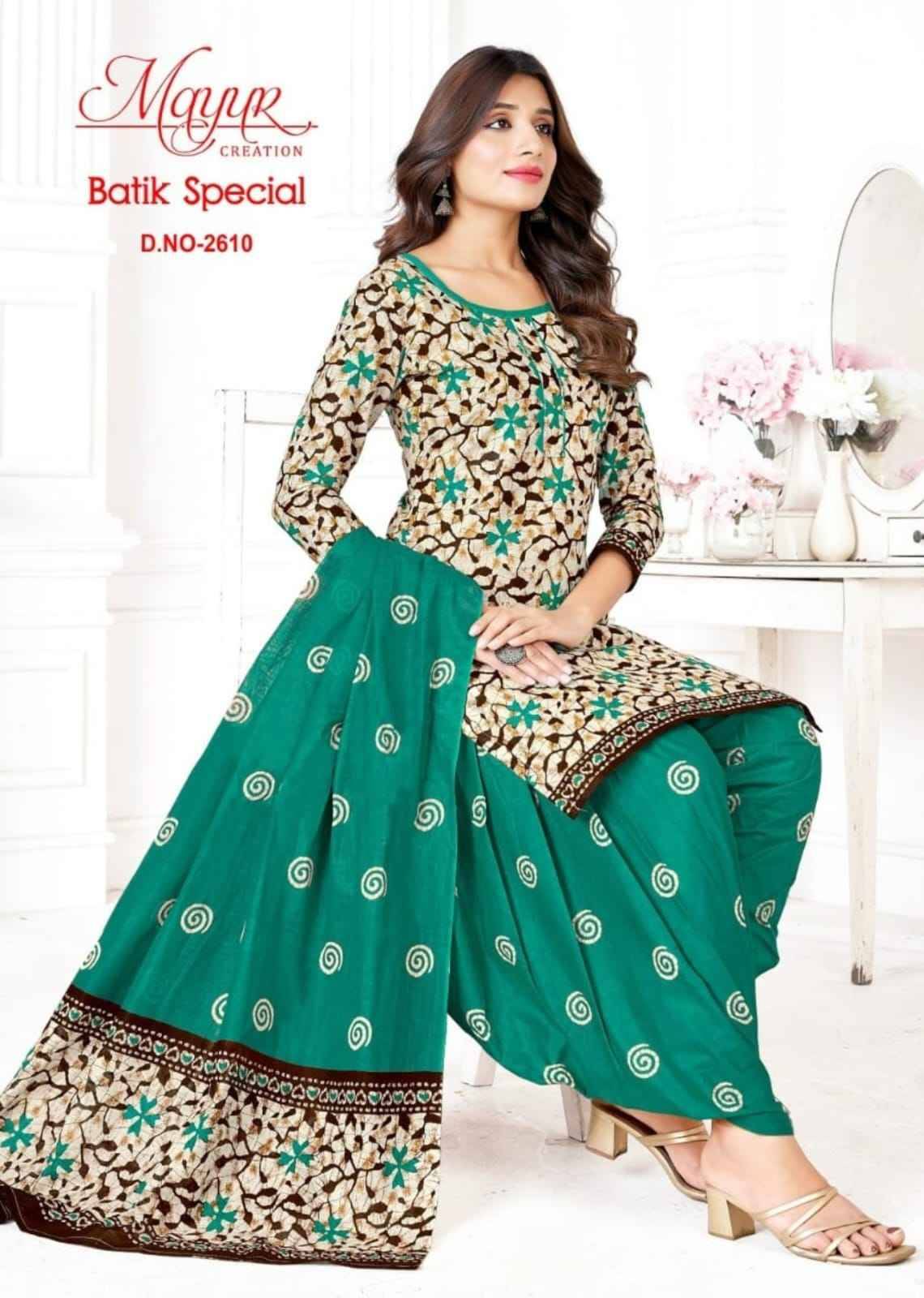 Batik Special Vol-26 By Mayur Creation 2601 To 2610 Series Beautiful Festive Suits Stylish Fancy Colorful Casual Wear & Ethnic Wear Pure Cotton Print Dresses At Wholesale Price