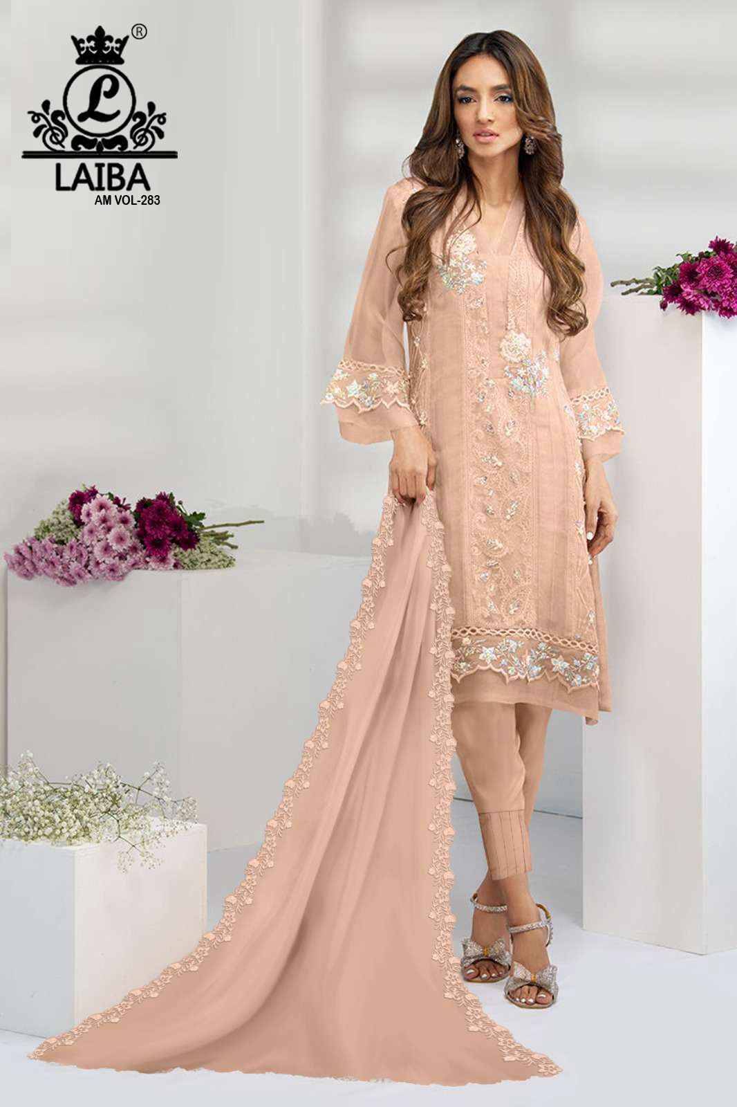 AM Vol-283 By Laiba 283-A To 283-C Series Beautiful Pakistani Suits Colorful Stylish Fancy Casual Wear & Ethnic Wear Pure Georgette Embroidered Dresses At Wholesale Price