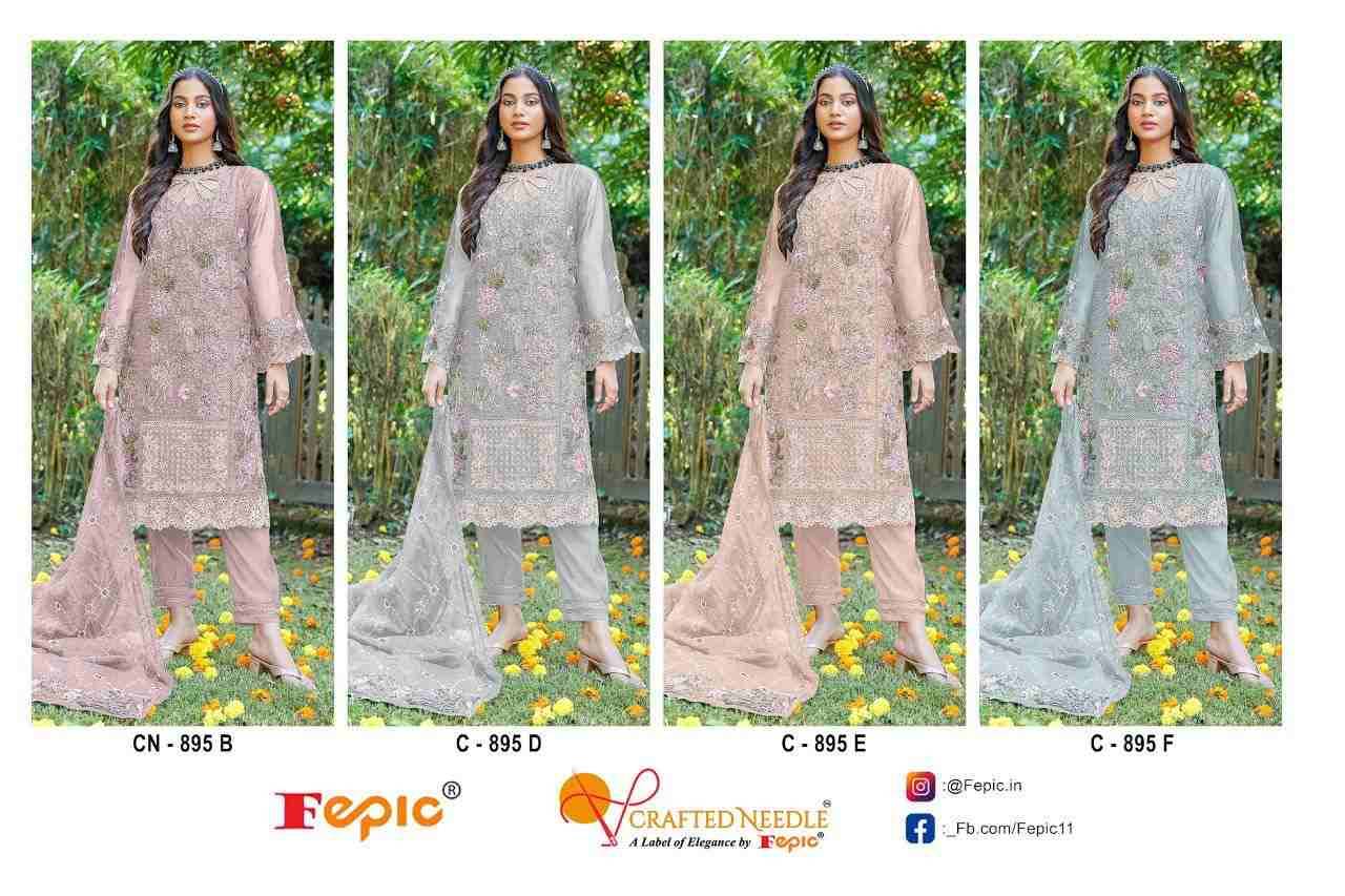 Fepic 895 Colours By Fepic 895-A To 895-D Series Beautiful Pakistani Suits Colorful Stylish Fancy Casual Wear & Ethnic Wear Organza Embroidered Dresses At Wholesale Price