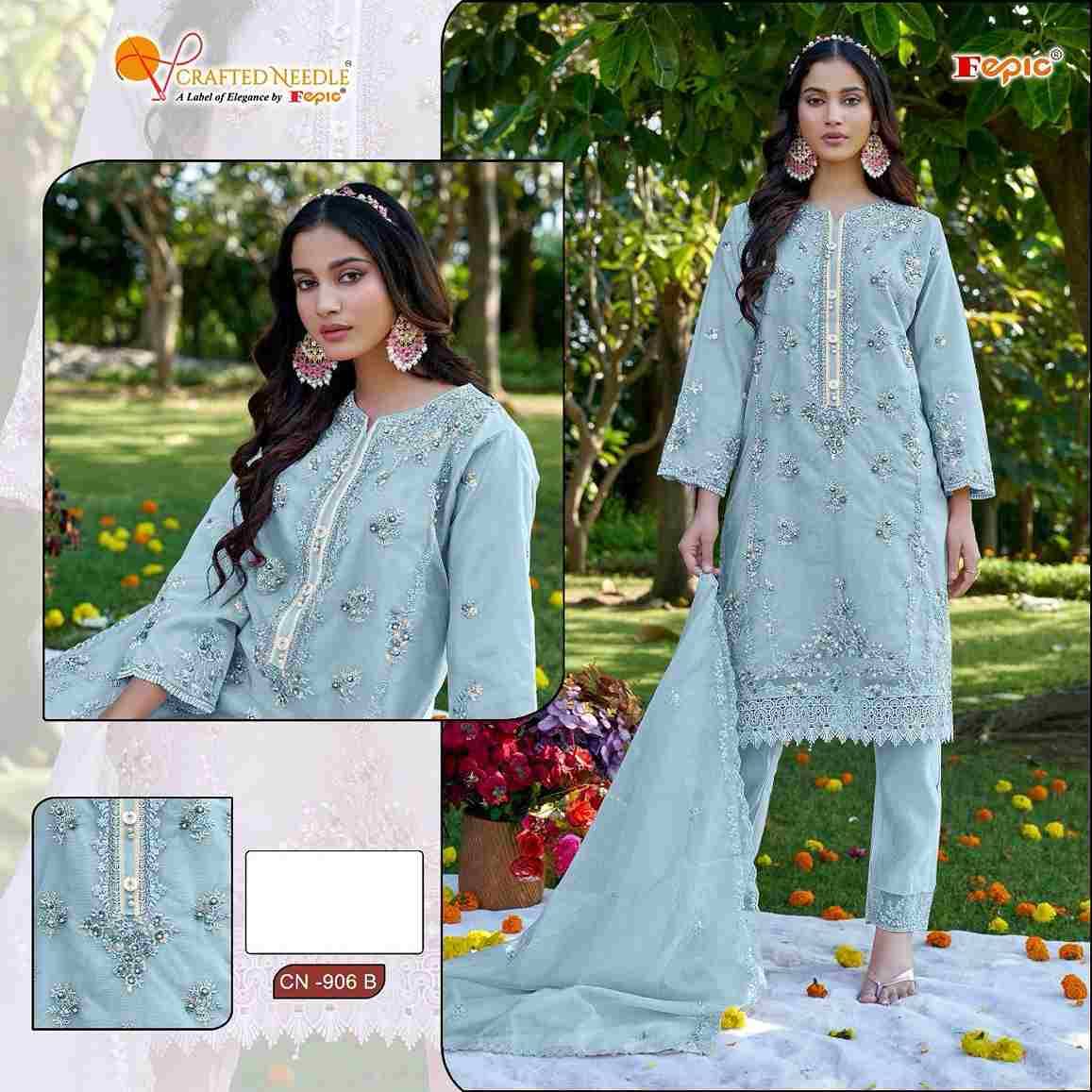 Fepic 906 Colours By Fepic 906-A To 906-D Series Beautiful Pakistani Suits Colorful Stylish Fancy Casual Wear & Ethnic Wear Organza Embroidered Dresses At Wholesale Price
