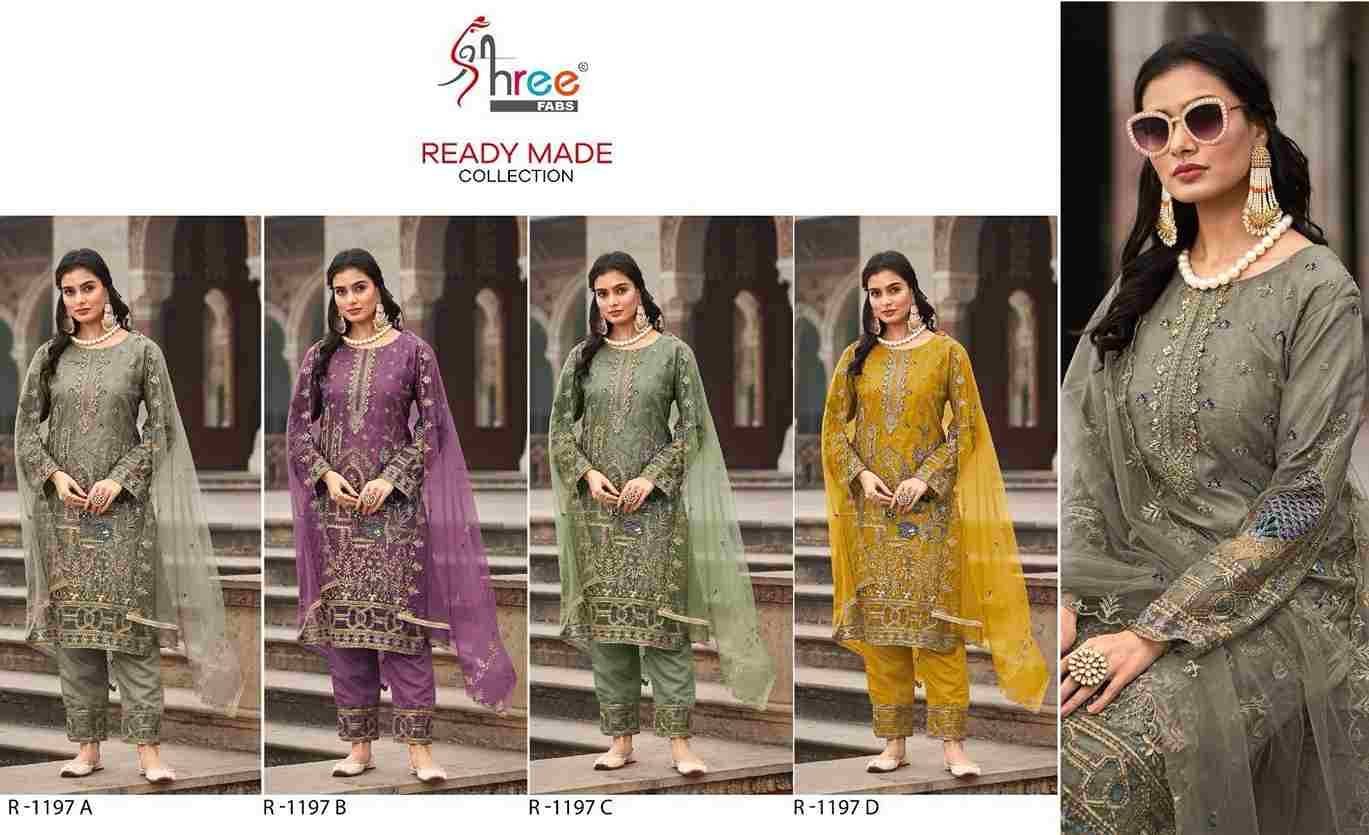 Shree Fabs Hit Design R-1197 Colours By Shree Fabs R-1197-A To R-1197-D Series Beautiful Pakistani Suits Stylish Fancy Colorful Party Wear & Occasional Wear Organza Embroidered Dresses At Wholesale Price