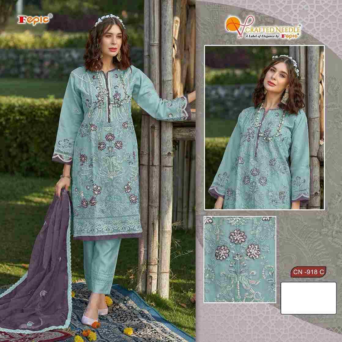 Fepic 918 Colours By Fepic 918-A To 918-C Series Beautiful Pakistani Suits Colorful Stylish Fancy Casual Wear & Ethnic Wear Organza Embroidered Dresses At Wholesale Price