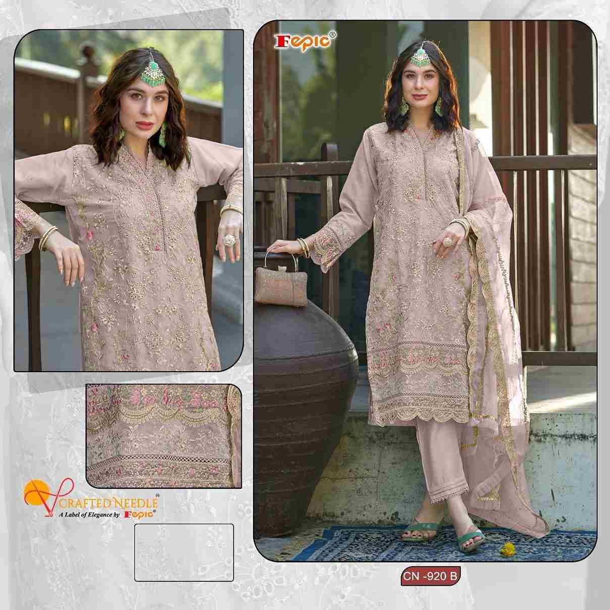 Fepic 920 Colours By Fepic 920-A To 920-D Series Beautiful Pakistani Suits Colorful Stylish Fancy Casual Wear & Ethnic Wear Organza Embroidered Dresses At Wholesale Price