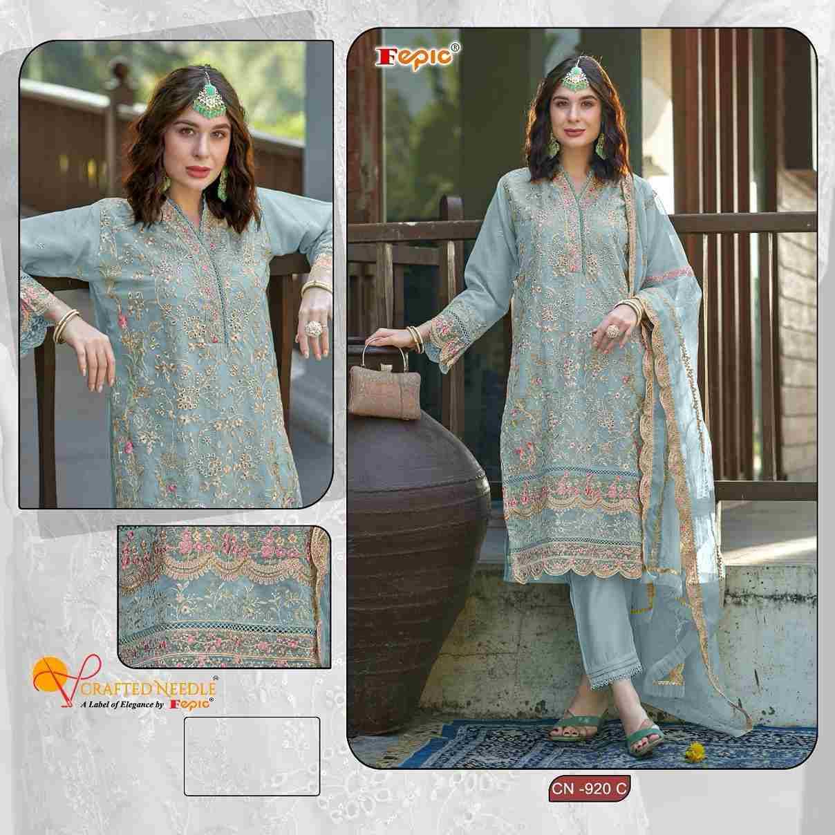 Fepic 920 Colours By Fepic 920-A To 920-D Series Beautiful Pakistani Suits Colorful Stylish Fancy Casual Wear & Ethnic Wear Organza Embroidered Dresses At Wholesale Price