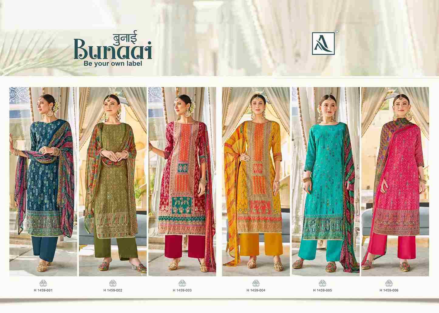 Bunaai By Alok Suit 1459-001 To 1459-006 Series Indian Traditional Wear Collection Beautiful Stylish Fancy Colorful Party Wear & Wear Premium Jam Dress At Wholesale Price