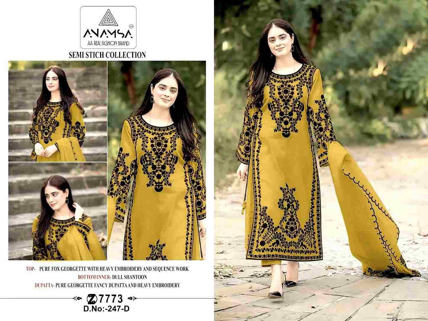 Anamsa Hit Design 247 Colours By Fashid Wholesale 247-A To 247-D Series Beautiful Pakistani Suits Colorful Stylish Fancy Casual Wear & Ethnic Wear Pure Faux Georgette Embroidered Dresses At Wholesale Price