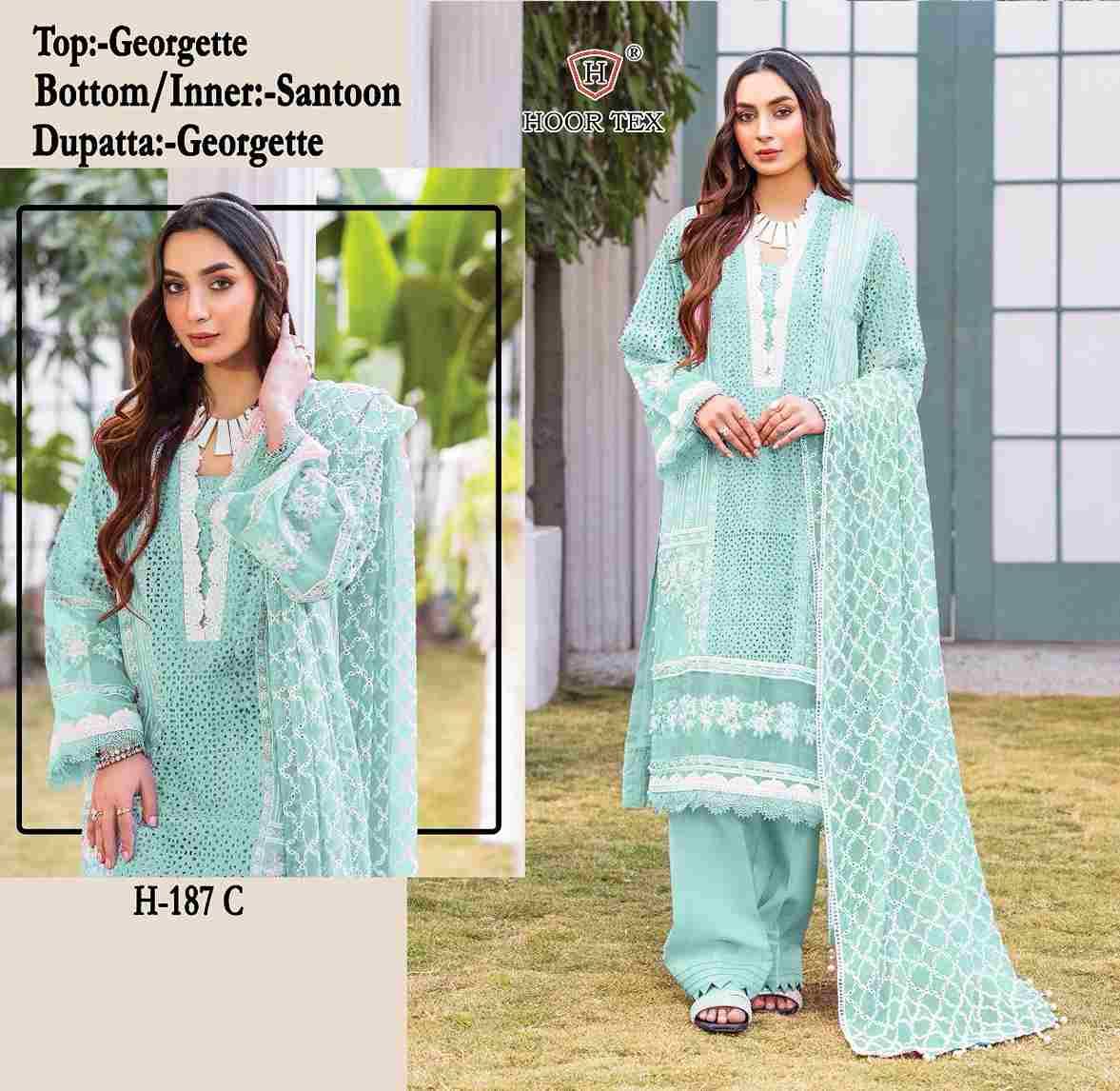 Hoor Tex Hit Design H-187 Colours By Hoor Tex H-187-A To H-187-D Series Designer Festive Pakistani Suits Collection Beautiful Stylish Fancy Colorful Party Wear & Occasional Wear Heavy Georgette Embroidered Dresses At Wholesale Price