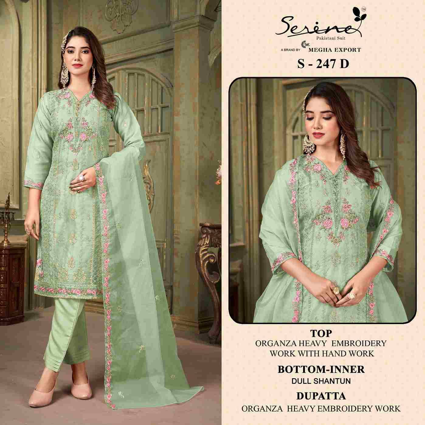 Serene Hit Design S-247 Colours By Serene S-247-A To S-247-D Series Designer Pakistani Suits Beautiful Fancy Colorful Stylish Party Wear & Occasional Wear Organza Embroidered Dresses At Wholesale Price