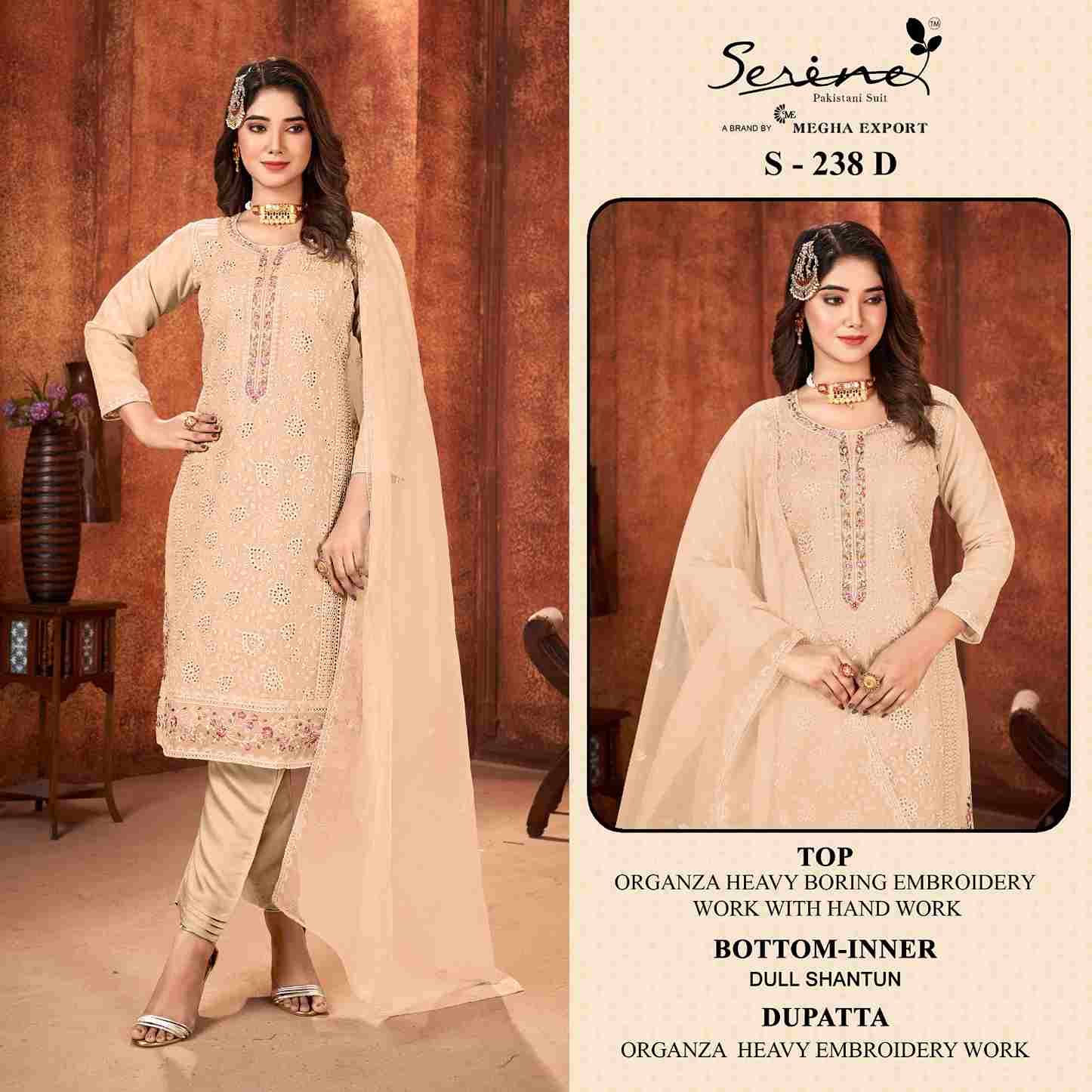 Serene Hit Design S-238 Colours By Serene S-238-A To S-238-D Series Designer Pakistani Suits Beautiful Fancy Colorful Stylish Party Wear & Occasional Wear Organza Embroidered Dresses At Wholesale Price