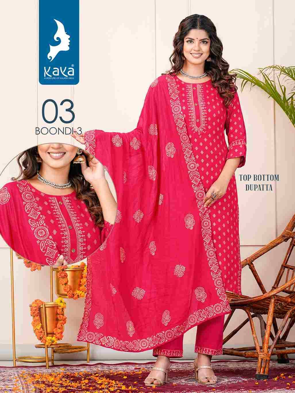 Boondi Vol-3 By Kaya 01 To 08 Series Festive Suits Collection Beautiful Stylish Fancy Colorful Party Wear & Occasional Wear Rayon Print Dresses At Wholesale Price