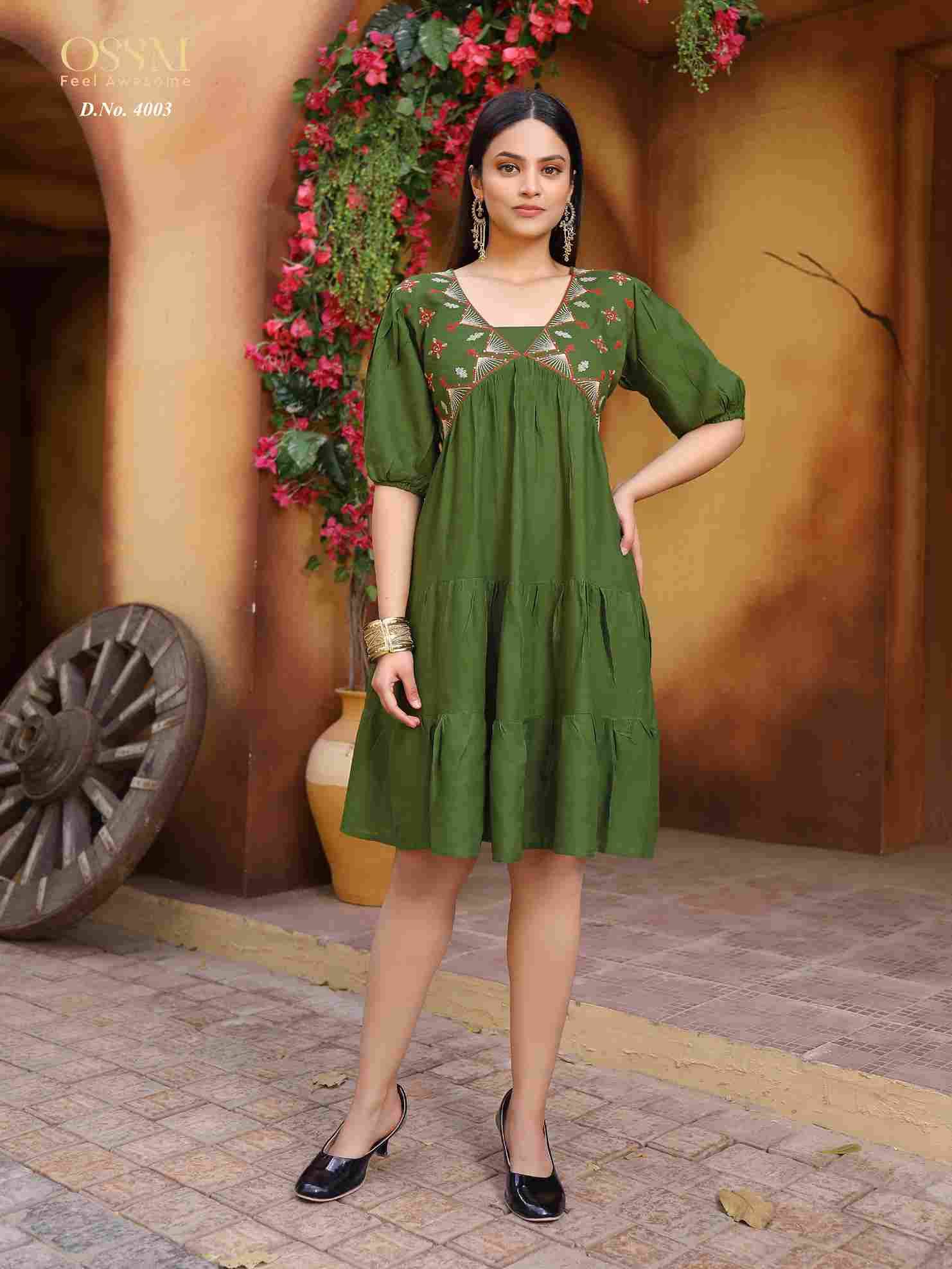 Cherry Vol-4 By Ossm 4001 To 4006 Series Beautiful Stylish Fancy Colorful Casual Wear & Ethnic Wear Rayon Slub Embroidered Kurtis At Wholesale Price