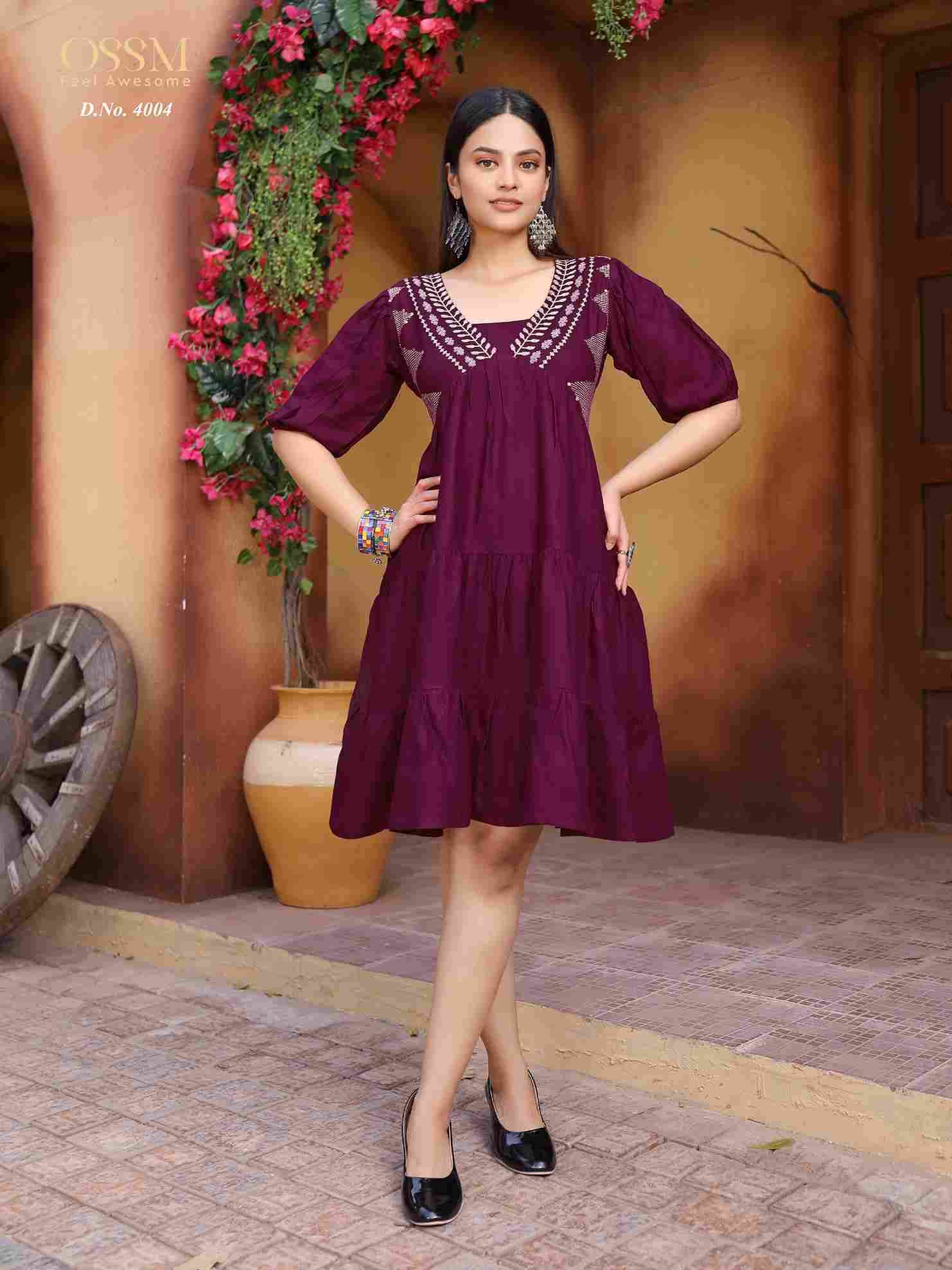 Cherry Vol-4 By Ossm 4001 To 4006 Series Beautiful Stylish Fancy Colorful Casual Wear & Ethnic Wear Rayon Slub Embroidered Kurtis At Wholesale Price