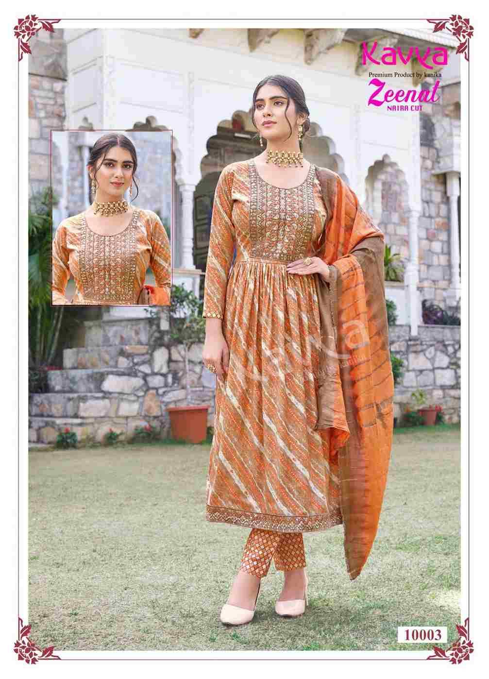 Zeenat Vol-10 By Kavya 10001 To 10010 Series Beautiful Stylish Festive Suits Fancy Colorful Casual Wear & Ethnic Wear & Ready To Wear Capsule Print Dresses At Wholesale Price