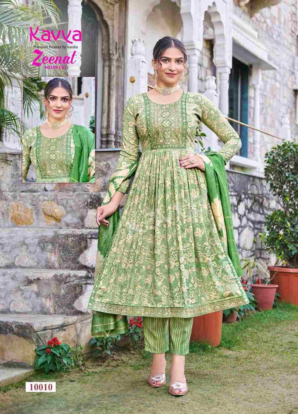 Zeenat Vol-10 By Kavya 10001 To 10010 Series Beautiful Stylish Festive Suits Fancy Colorful Casual Wear & Ethnic Wear & Ready To Wear Capsule Print Dresses At Wholesale Price