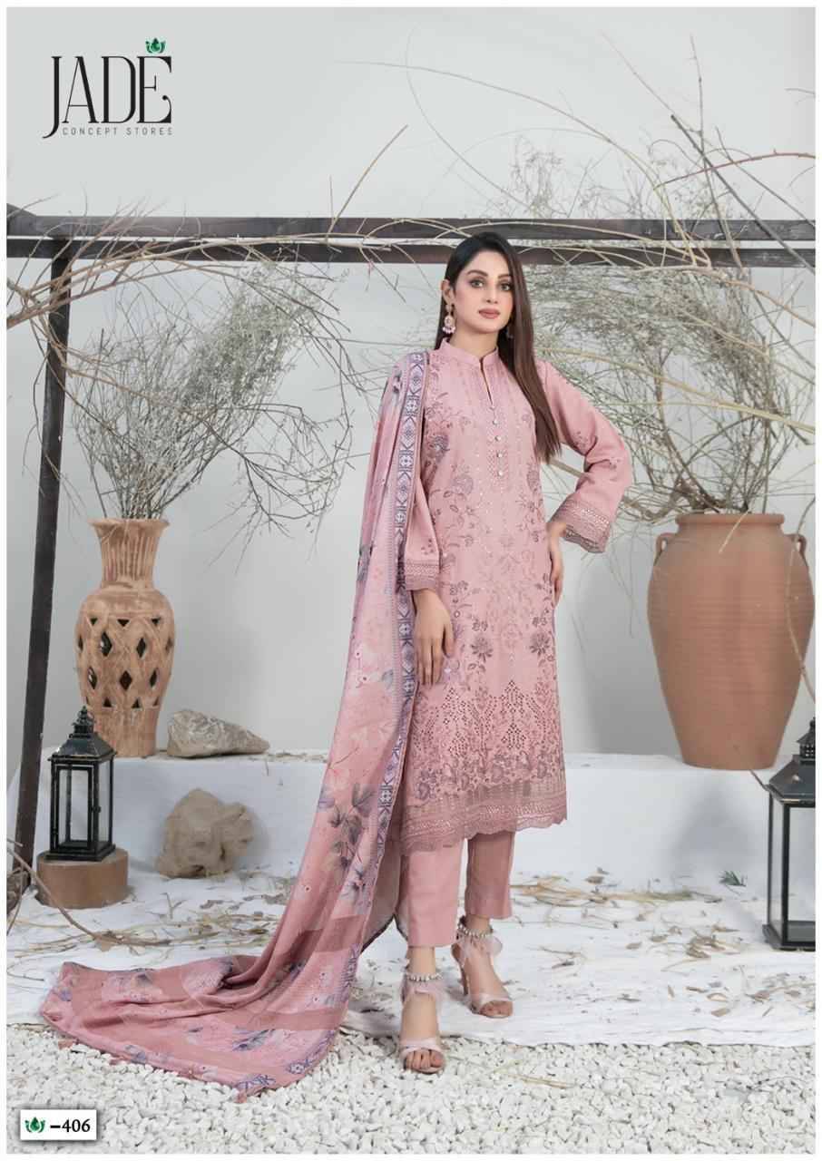 Crimson Vol-4 By Jade 401 To 406 Series Beautiful Festive Suits Stylish Fancy Colorful Casual Wear & Ethnic Wear Pure Lawn Digital Print Dresses At Wholesale Price