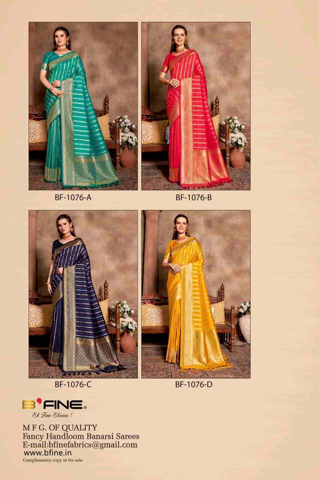 Durga By Bfine 1076-A To 1076-D Series Indian Traditional Wear Collection Beautiful Stylish Fancy Colorful Party Wear & Occasional Wear Silk Sarees At Wholesale Price