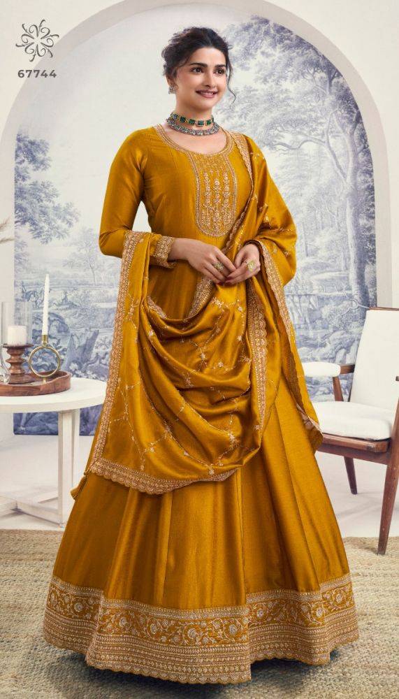 Aaliya Vol-2 By Vinay Fashion 67741 To 67746 Series Designer Anarkali Suits Beautiful Fancy Colorful Stylish Party Wear & Occasional Wear Silk Georgette Embroidered Dresses At Wholesale Price