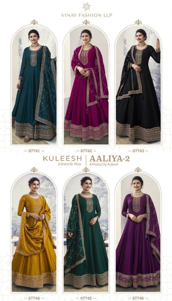 Aaliya Vol-2 By Vinay Fashion 67741 To 67746 Series Designer Anarkali Suits Beautiful Fancy Colorful Stylish Party Wear & Occasional Wear Silk Georgette Embroidered Dresses At Wholesale Price