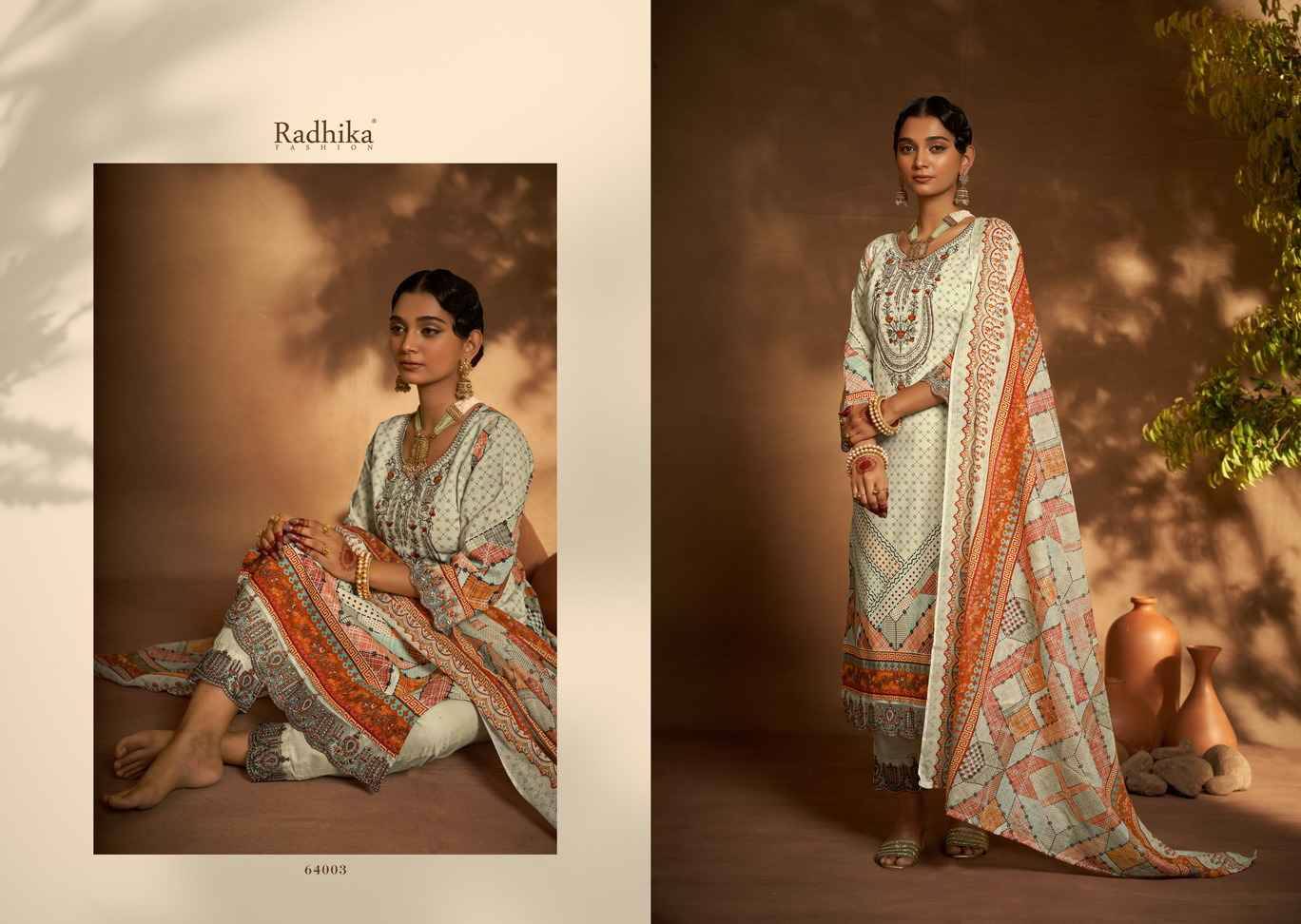 Mehndi By Radhika Fashion 64001 To 64008 Series Beautiful Stylish Festive Suits Fancy Colorful Casual Wear & Ethnic Wear & Ready To Wear Cambric Cotton Print Dresses At Wholesale Price