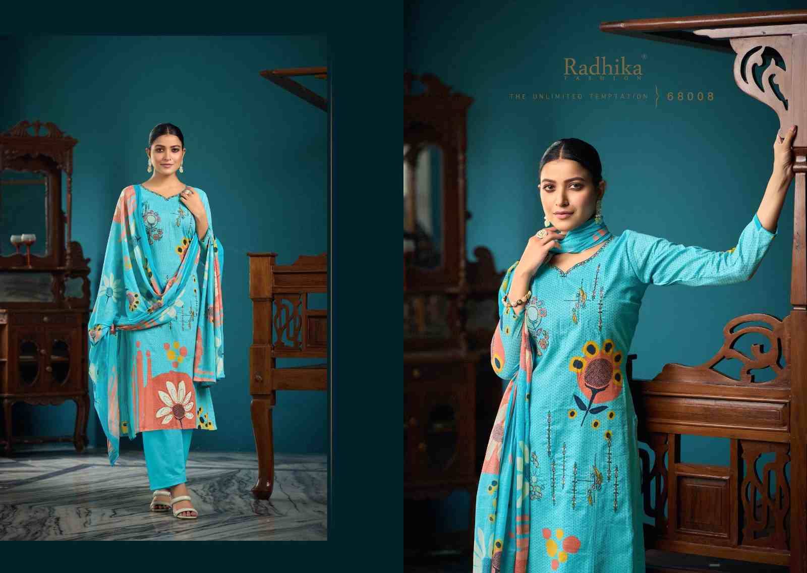 Meera By Radhika Fashion 68001 To 68008 Series Beautiful Festive Suits Stylish Fancy Colorful Casual Wear & Ethnic Wear Cambric Cotton Print Dresses At Wholesale Price