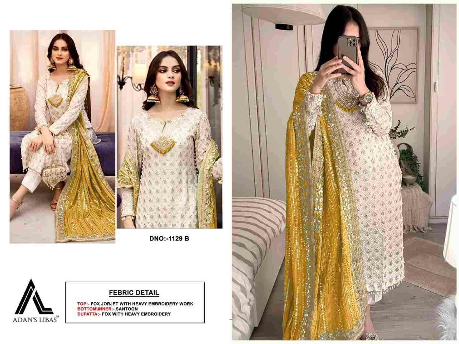 Adans Libas 1129 Colours By Adans Libas 1129-A To 1129-D Series Beautiful Pakistani Suits Colorful Stylish Fancy Casual Wear & Ethnic Wear Faux Georgette Embroidered Dresses At Wholesale Price