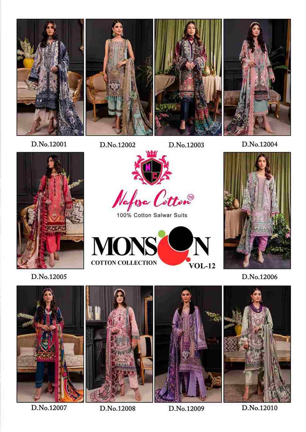 Monsoon Cotton Collection Vol-12 By Nafisa Cotton 12001 To 12010 Series Beautiful Stylish Festive Suits Fancy Colorful Casual Wear & Ethnic Wear & Ready To Wear Pure Cotton Print Dresses At Wholesale Price