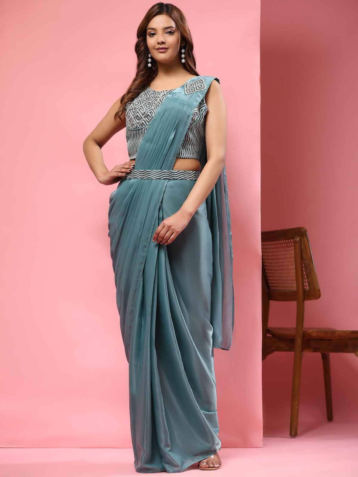 A-329 By Amoha Trendz 329-A To 329-D Series Indian Traditional Wear Collection Beautiful Stylish Fancy Colorful Party Wear & Occasional Wear Imported Satin Sarees At Wholesale Price