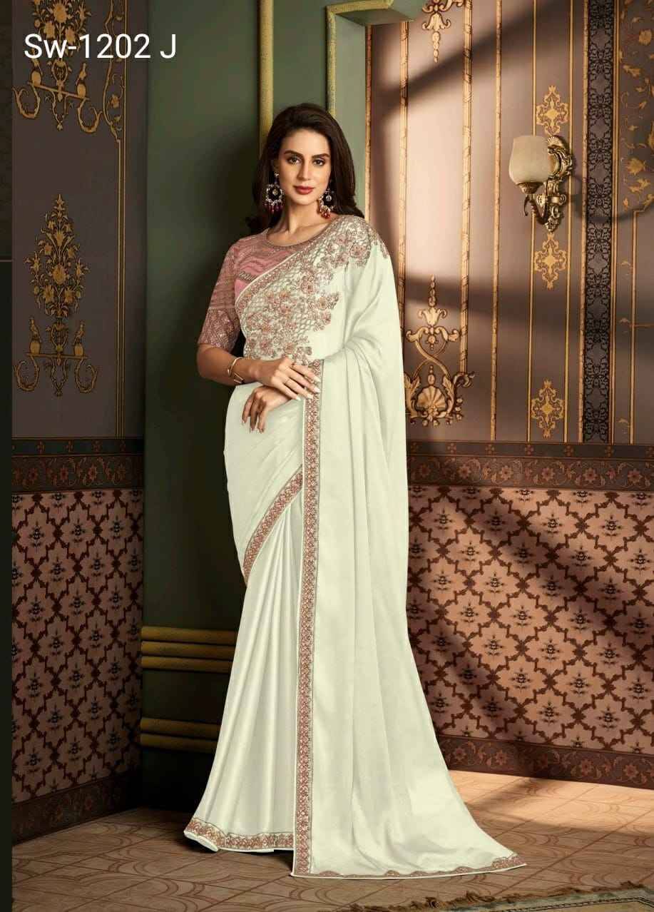 Sandalwood 1202 Colours Vol-2 By TFH 1202-G To 1202-L Series Indian Traditional Wear Collection Beautiful Stylish Fancy Colorful Party Wear & Occasional Wear Silk Sarees At Wholesale Price