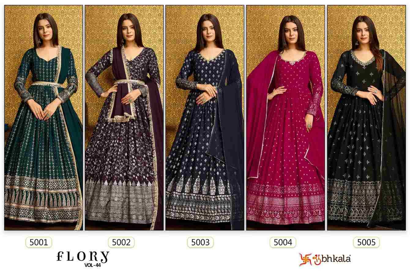 Flory Vol-44 By Shubhkala 5001 To 5005 Series Designer Stylish Fancy Colorful Beautiful Party Wear & Ethnic Wear Collection Georgette Tops With Bottom At Wholesale Price