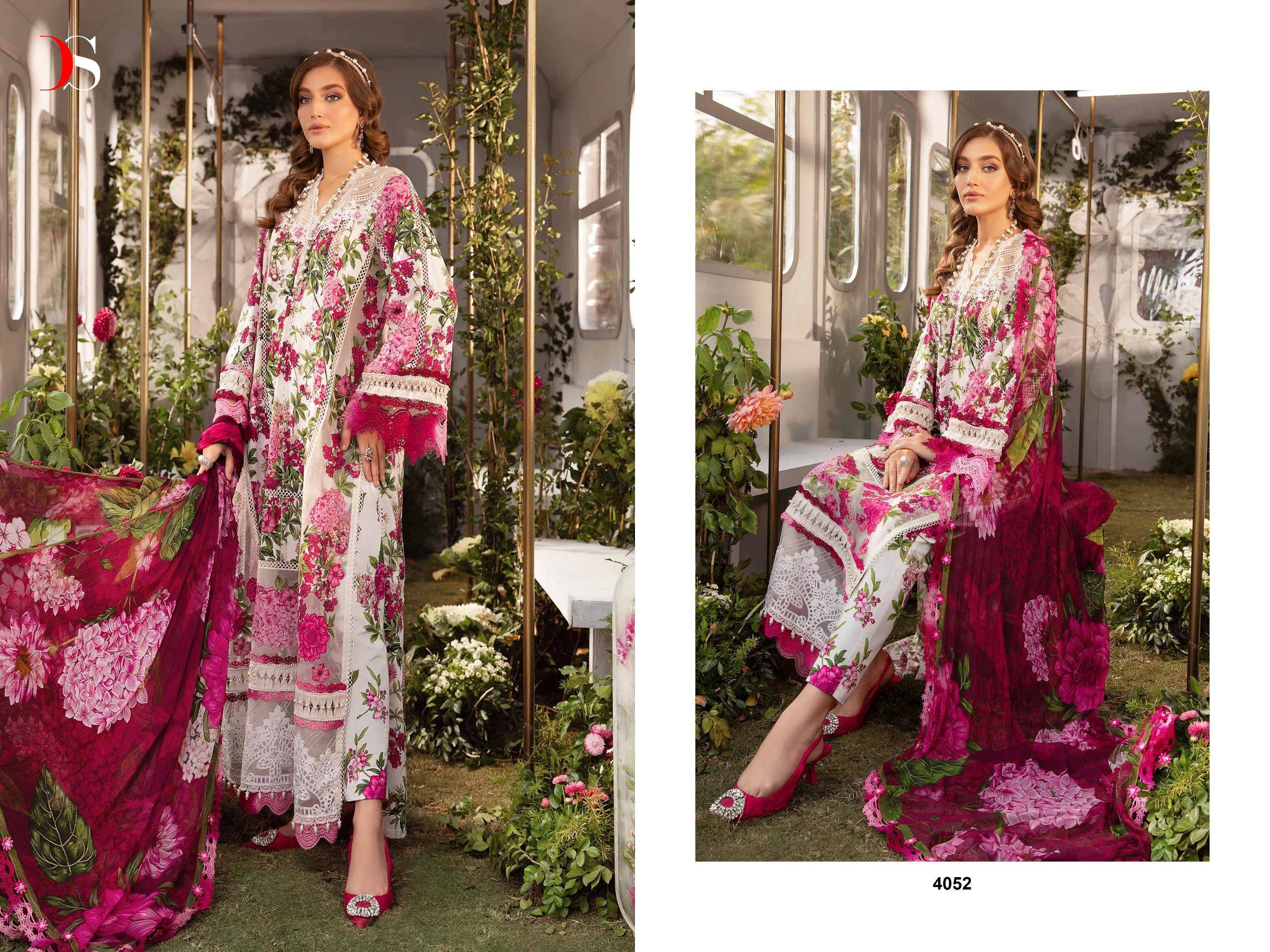 Maria.B. Mprints-24 By Deepsy Suits 4051 To 4058 Series Designer Pakistani Suits Beautiful Stylish Fancy Colorful Party Wear & Occasional Wear Pure Cotton Dresses At Wholesale Price