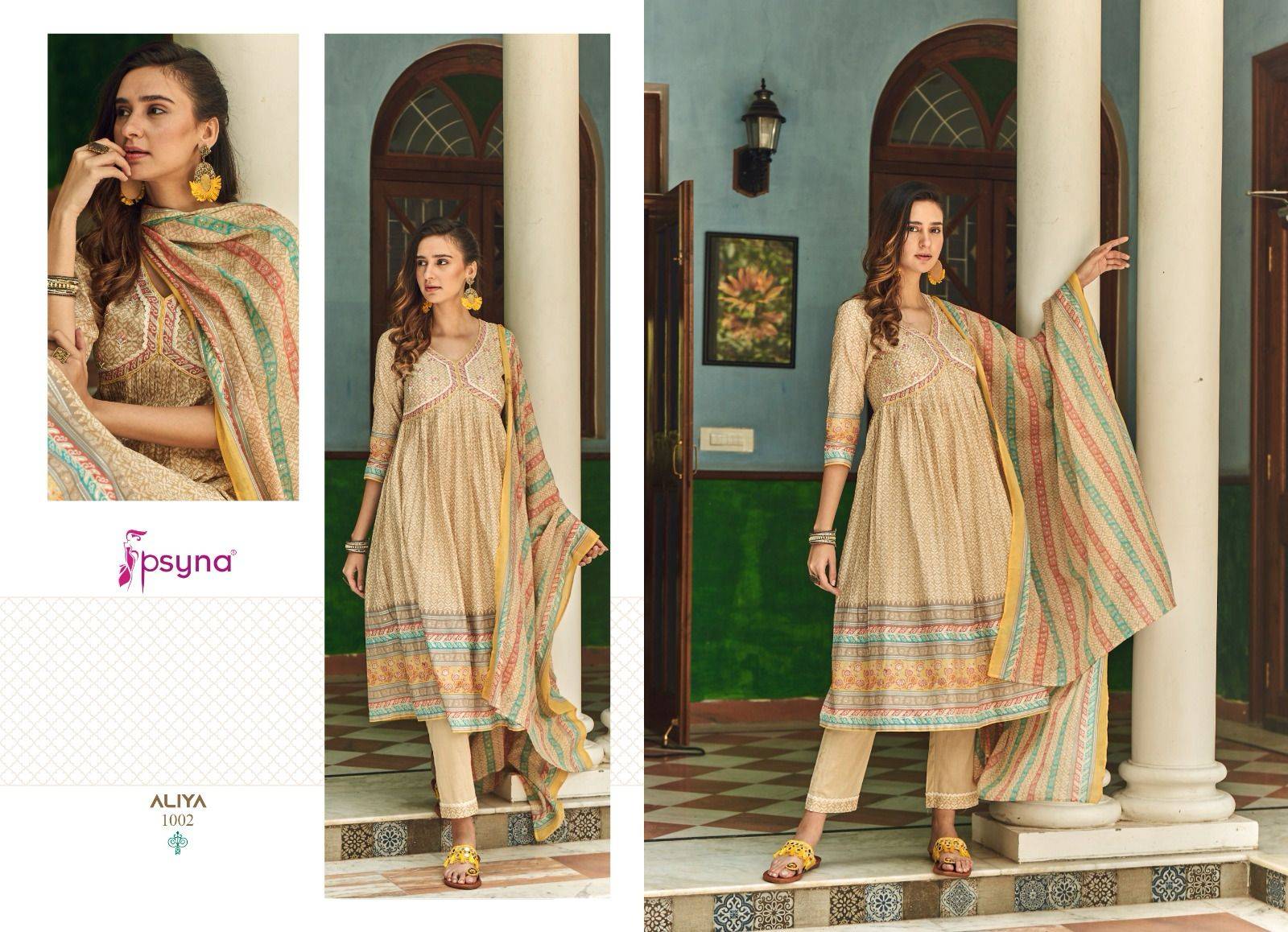 Aliya By Psyna 1001 To 1008 Series Beautiful Festive Suits Colorful Stylish Fancy Casual Wear & Ethnic Wear Cambric Cotton Dresses At Wholesale Price